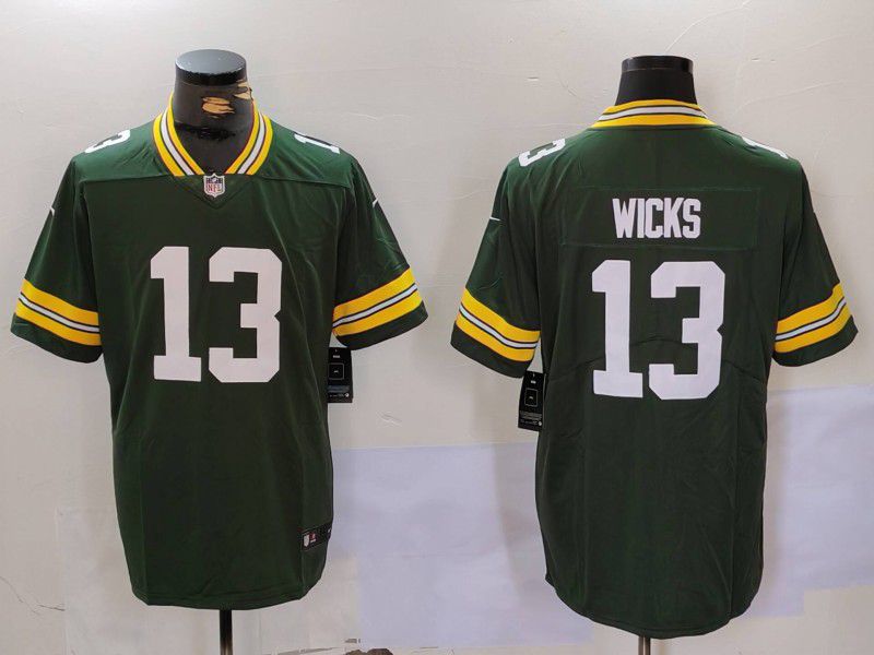 Men Green Bay Packers 13 Wicks Green 2024 Nike Vapor Limited NFL Jersey